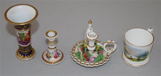 Four English porcelain miniatures, 4.5cm - 7.5cm